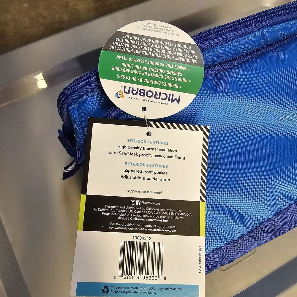 Microban Personal Cooler Blue Insulated Lunch Bag 8-Can approx. 10x10x10